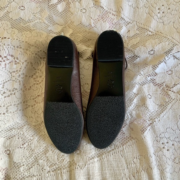 Brown leather ballet flats with ankle straps - Picture 4 of 8